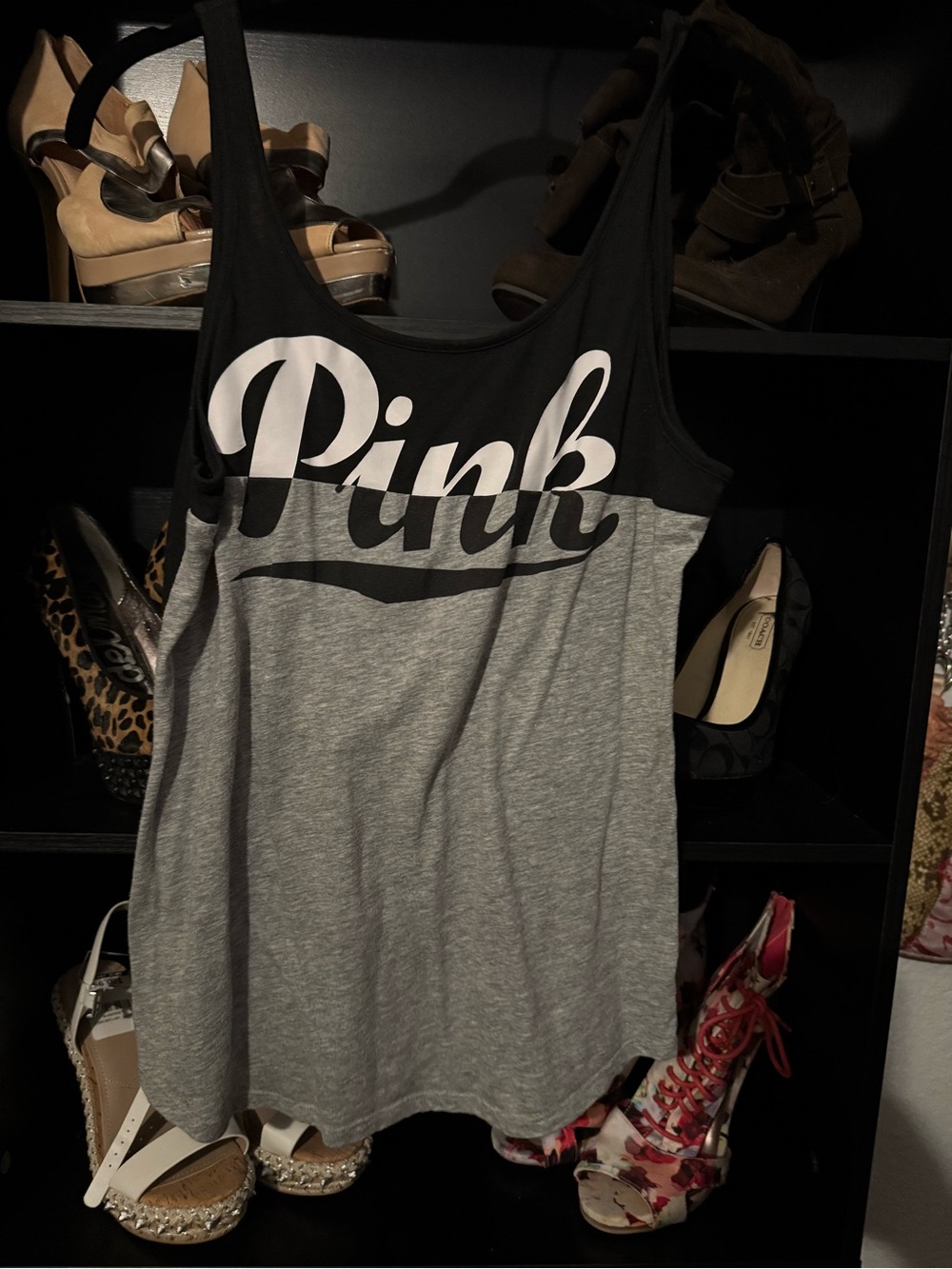 PINK Victoria's Secret Black & Gray Scoop Tank